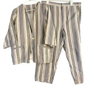 Handmade Blazer and Pants Linen Blend Breathable Boho Resort Quiet Luxury Size L